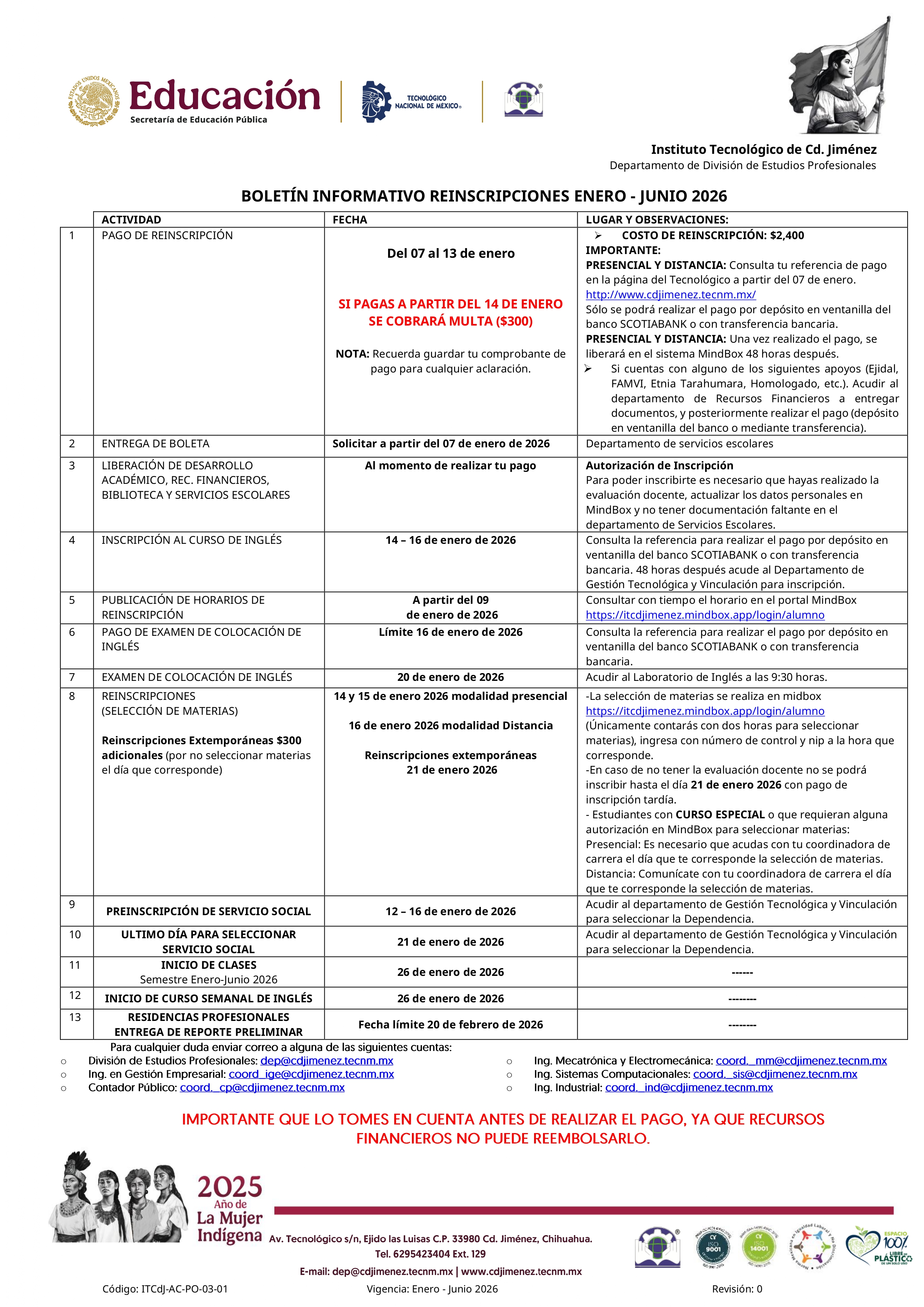 BOLETÍN INFORMATIVO ENE - JUN 2026